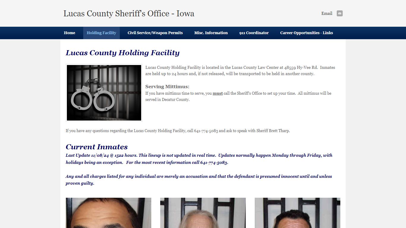 Holding Facility - Lucas County Sheriff's Office - Iowa