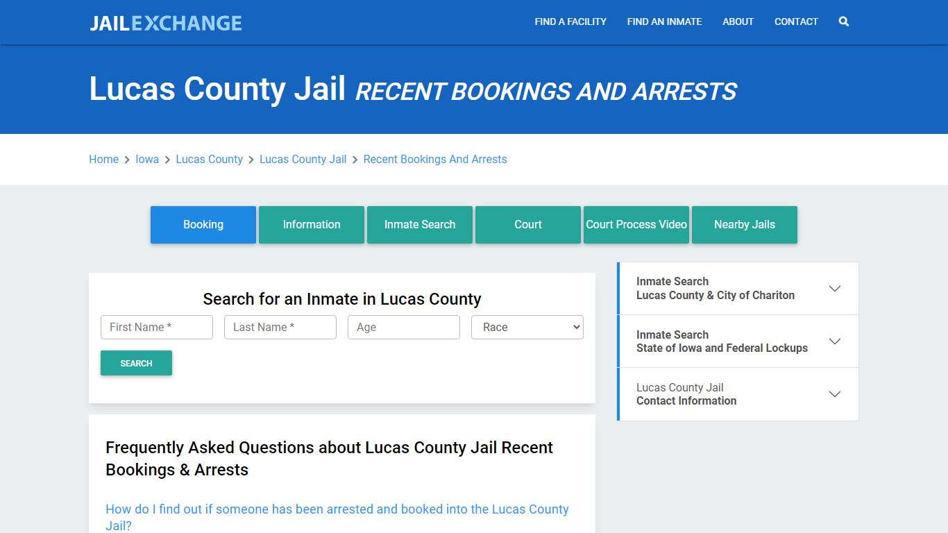 Lucas County Jail IA Recent Arrests and Bookings - Jail Exchange