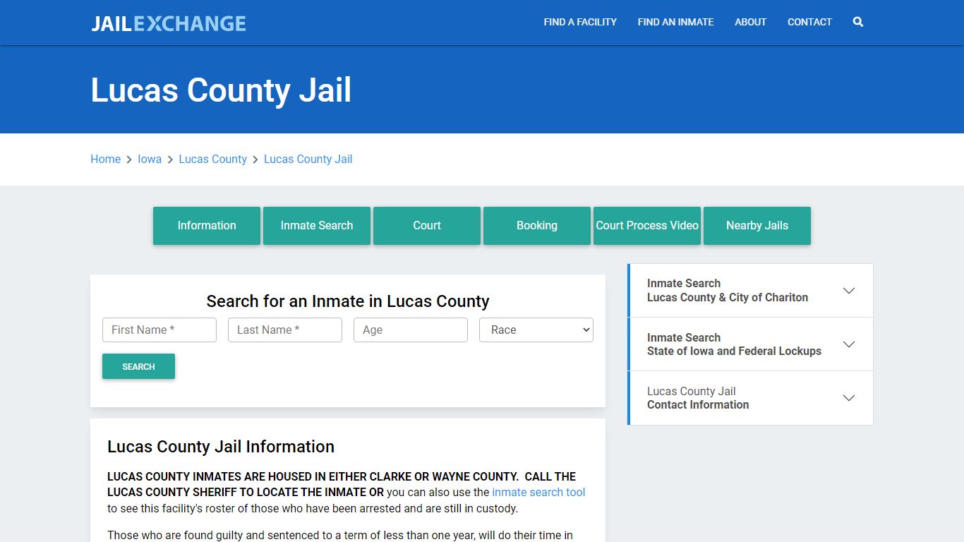 Lucas County Jail Roster Lookup, IA, Inmate Search - Jail Exchange